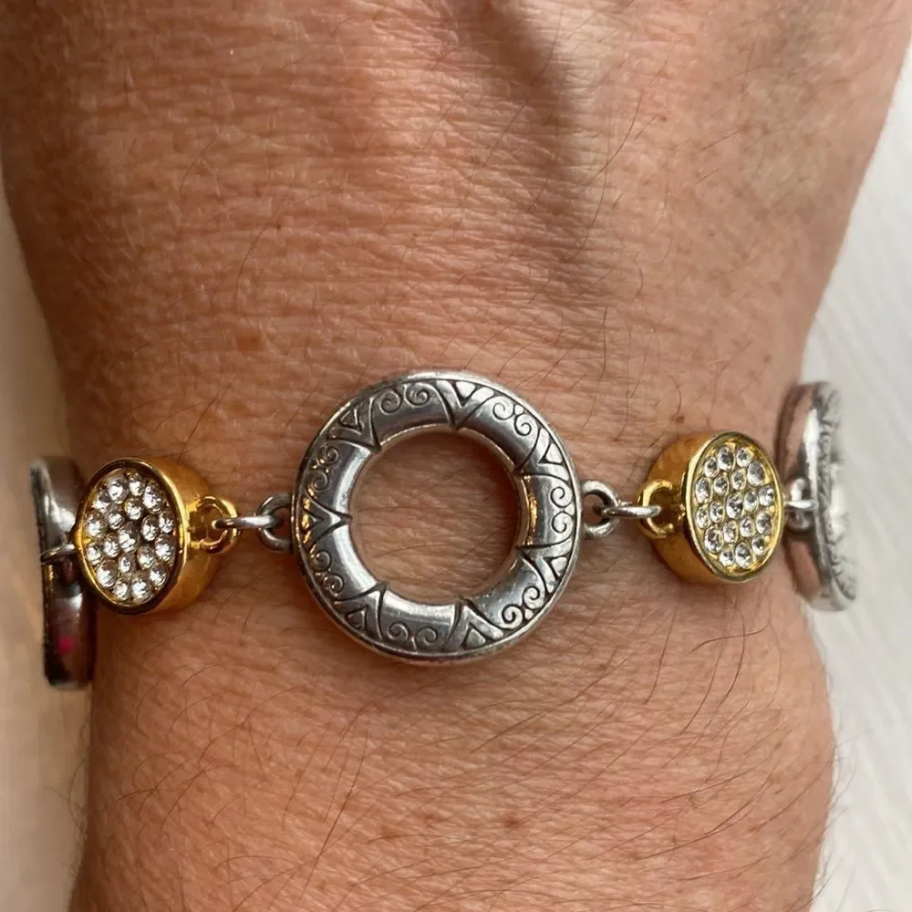 Brighton sun drops‎ silver, gold, and inset crystals round link bracelet